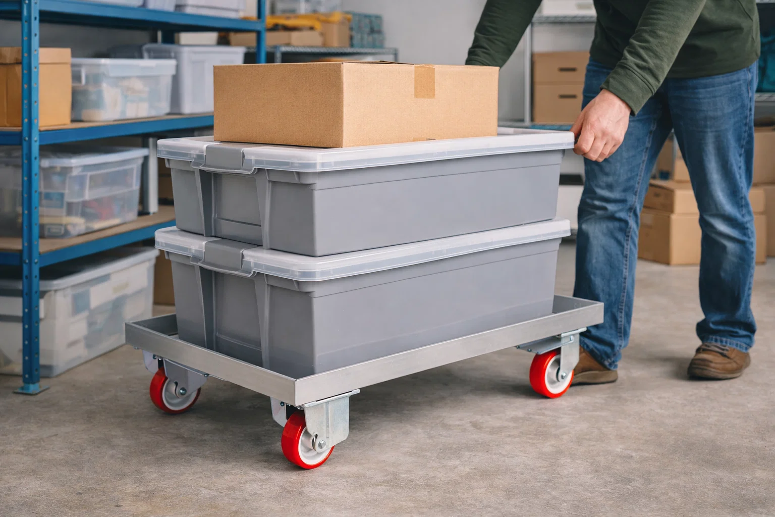 Estrutura em Inox com rodas direcionais